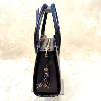 Valentino Garavani Hand Bag Tote Purse Logo Leather Black Authentic
