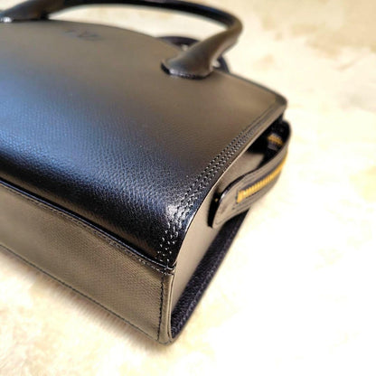Valentino Garavani Hand Bag Tote Purse Logo Leather Black Authentic