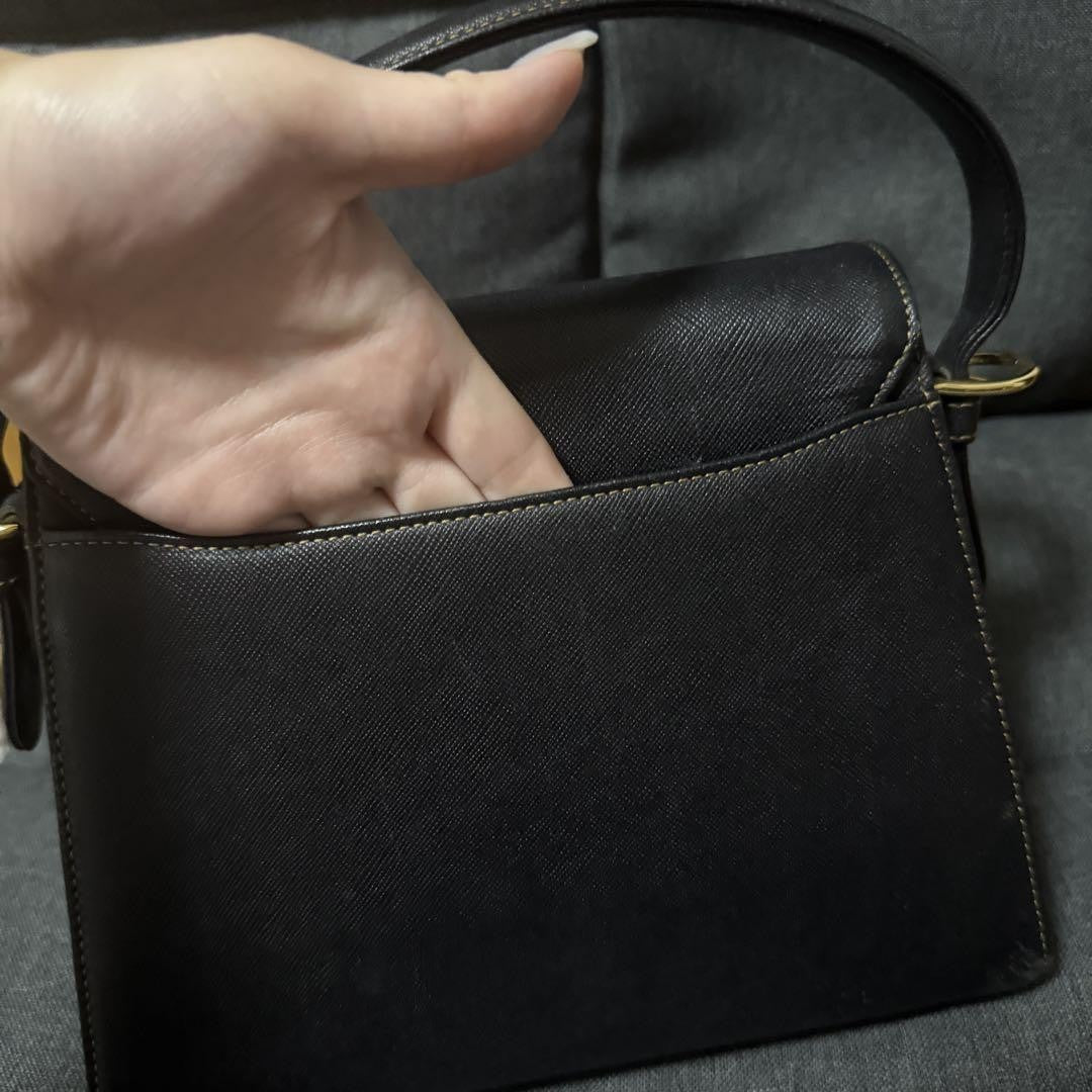 Valentino Garavani Hand Bag Tote Purse Logo Leather Black Authentic