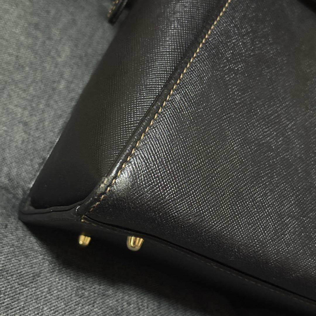Valentino Garavani Hand Bag Tote Purse Logo Leather Black Authentic