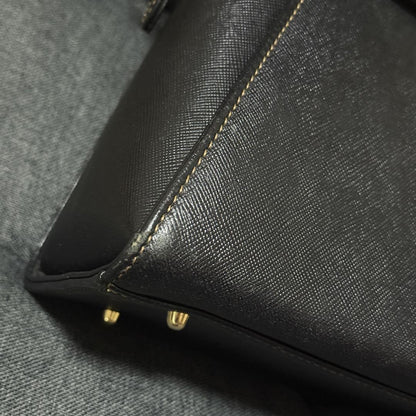 Valentino Garavani Hand Bag Tote Purse Logo Leather Black Authentic