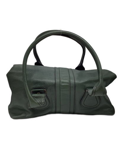 TOD'S Hand Bag Tote Purse Turn Lock Green Authentic