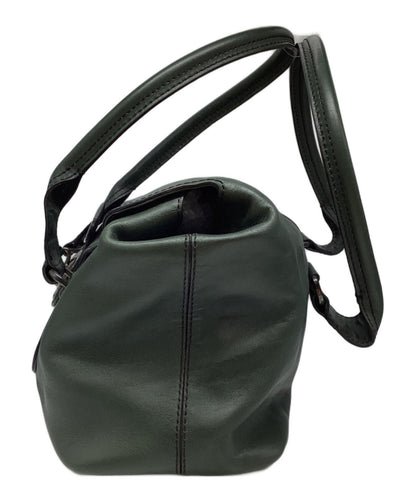 TOD'S Hand Bag Tote Purse Turn Lock Green Authentic