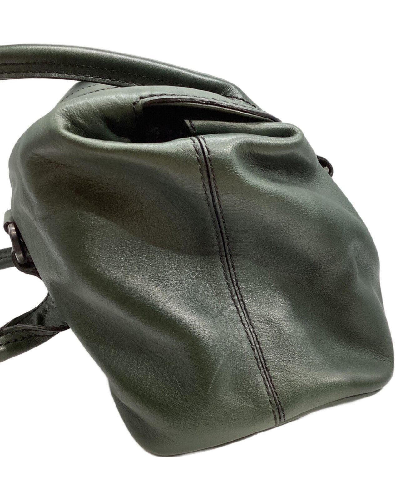 TOD'S Hand Bag Tote Purse Turn Lock Green Authentic