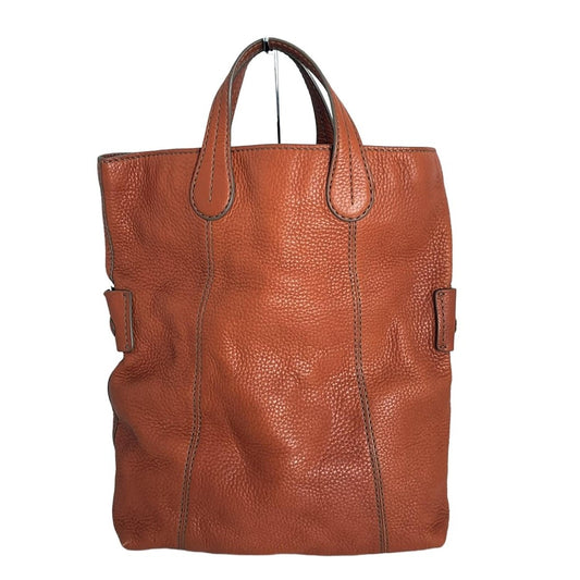 TOD'S Hand Bag Tote Purse Leather Brown Authentic