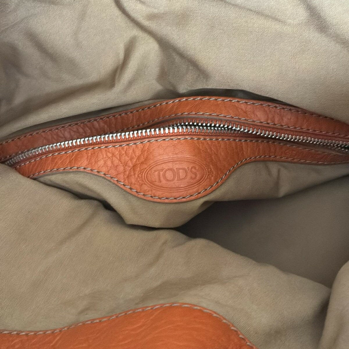 TOD'S Hand Bag Tote Purse Leather Brown Authentic