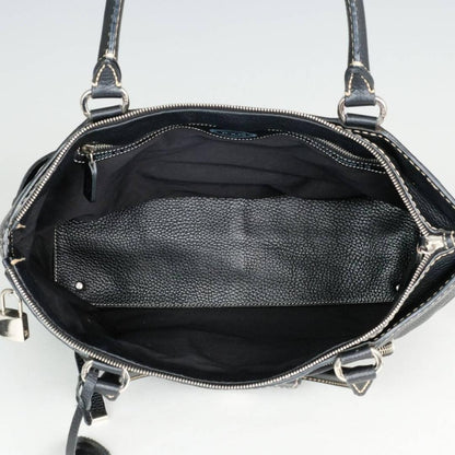 TOD'S Hand Bag Tote Purse Leather Black Authentic