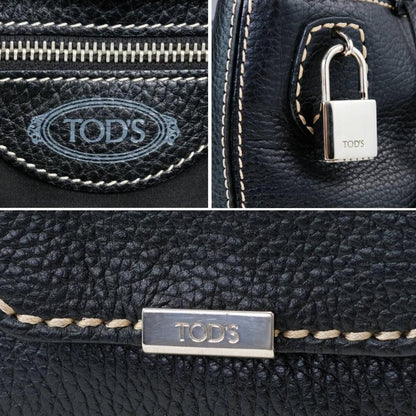 TOD'S Hand Bag Tote Purse Leather Black Authentic