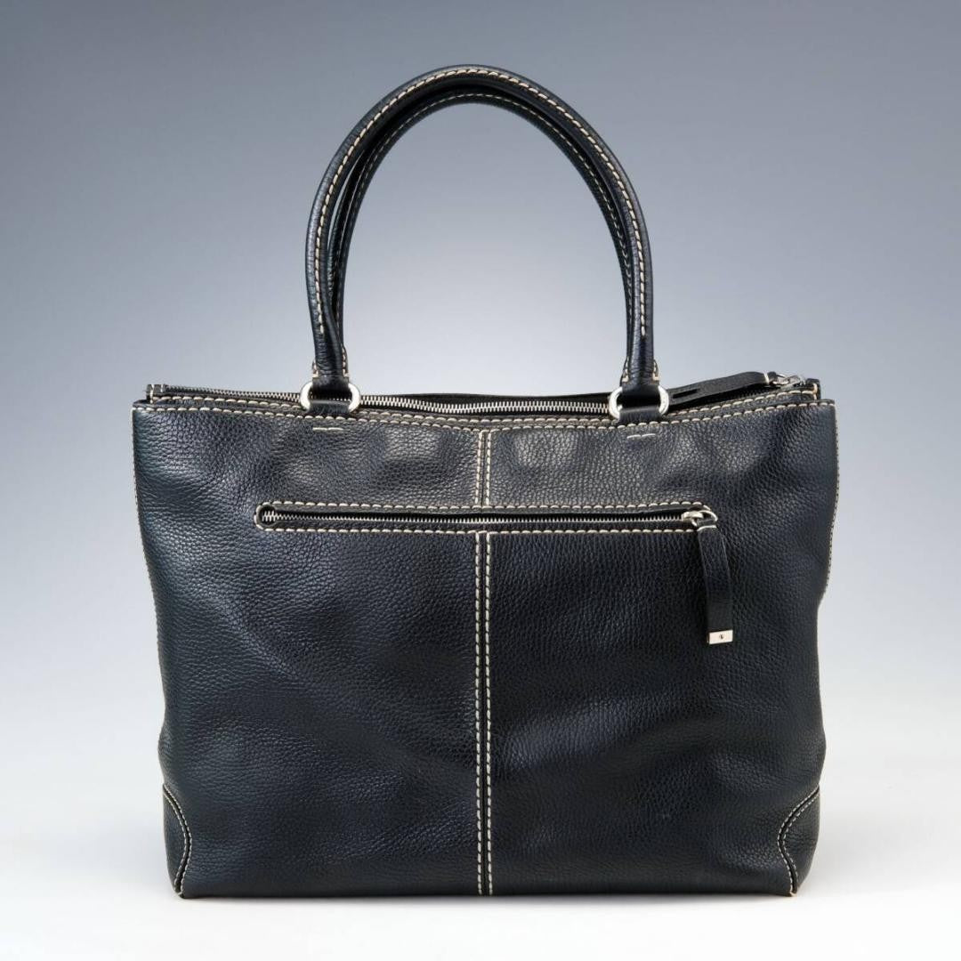 TOD'S Hand Bag Tote Purse Leather Black Authentic