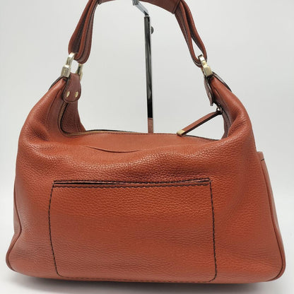 TOD'S Shoulder Bag Purse Leather Carrot Orange Authentic