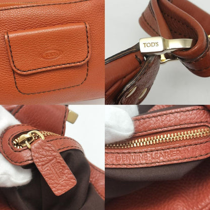 TOD'S Shoulder Bag Purse Leather Carrot Orange Authentic