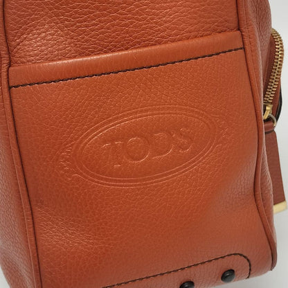 TOD'S Shoulder Bag Purse Leather Carrot Orange Authentic