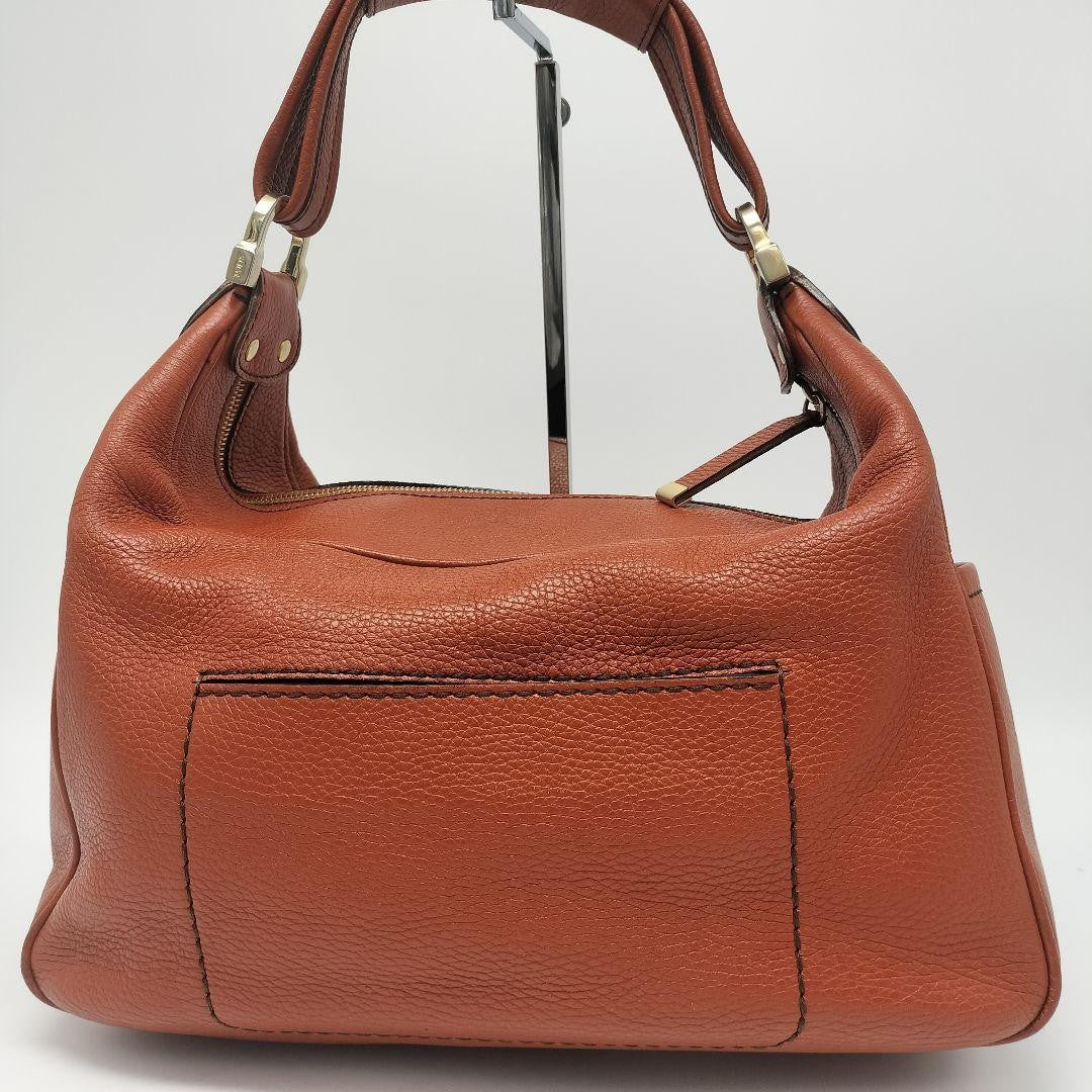 TOD'S Shoulder Bag Purse Leather Carrot Orange Authentic