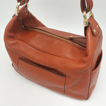 TOD'S Shoulder Bag Purse Leather Carrot Orange Authentic