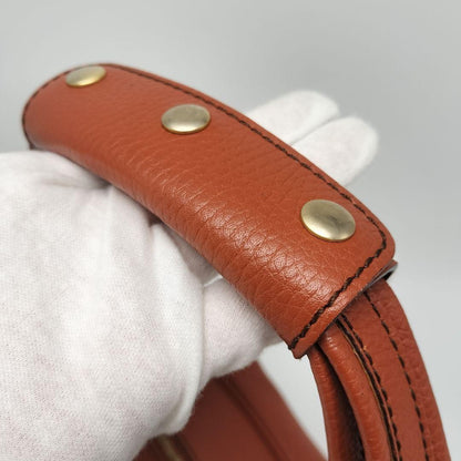 TOD'S Shoulder Bag Purse Leather Carrot Orange Authentic