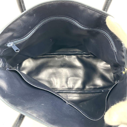 Longchamp Hand Bag Tote Purse Leather Navy Authentic