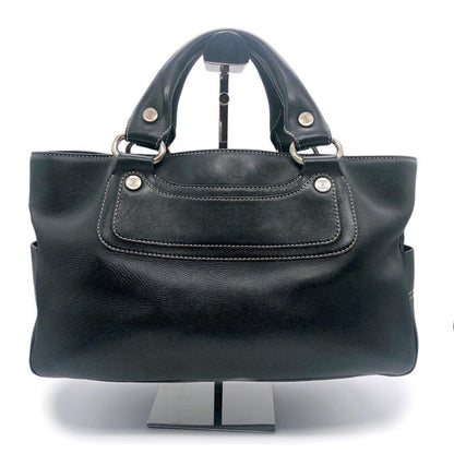 CELINE Hand Bag Tote Purse Leather Black Authentic