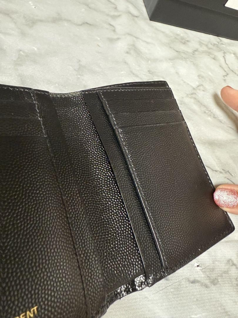 Saint Laurent Tri-fold Wallet Compact Purse YSL Cassandra Black Authentic