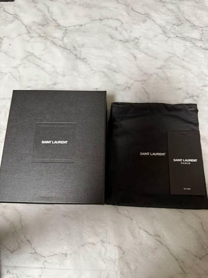 Saint Laurent Tri-fold Wallet Compact Purse YSL Cassandra Black Authentic