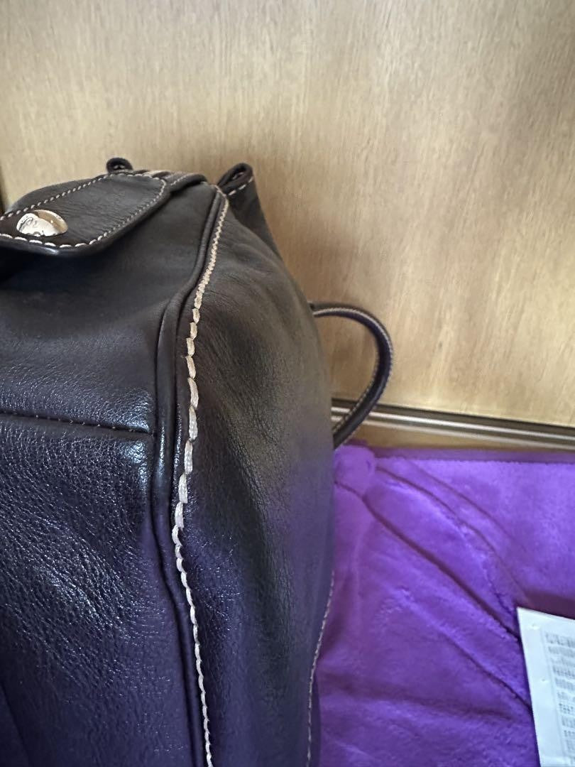 TOD'S Shoulder Bag Purse Leather Dark Brown Authentic