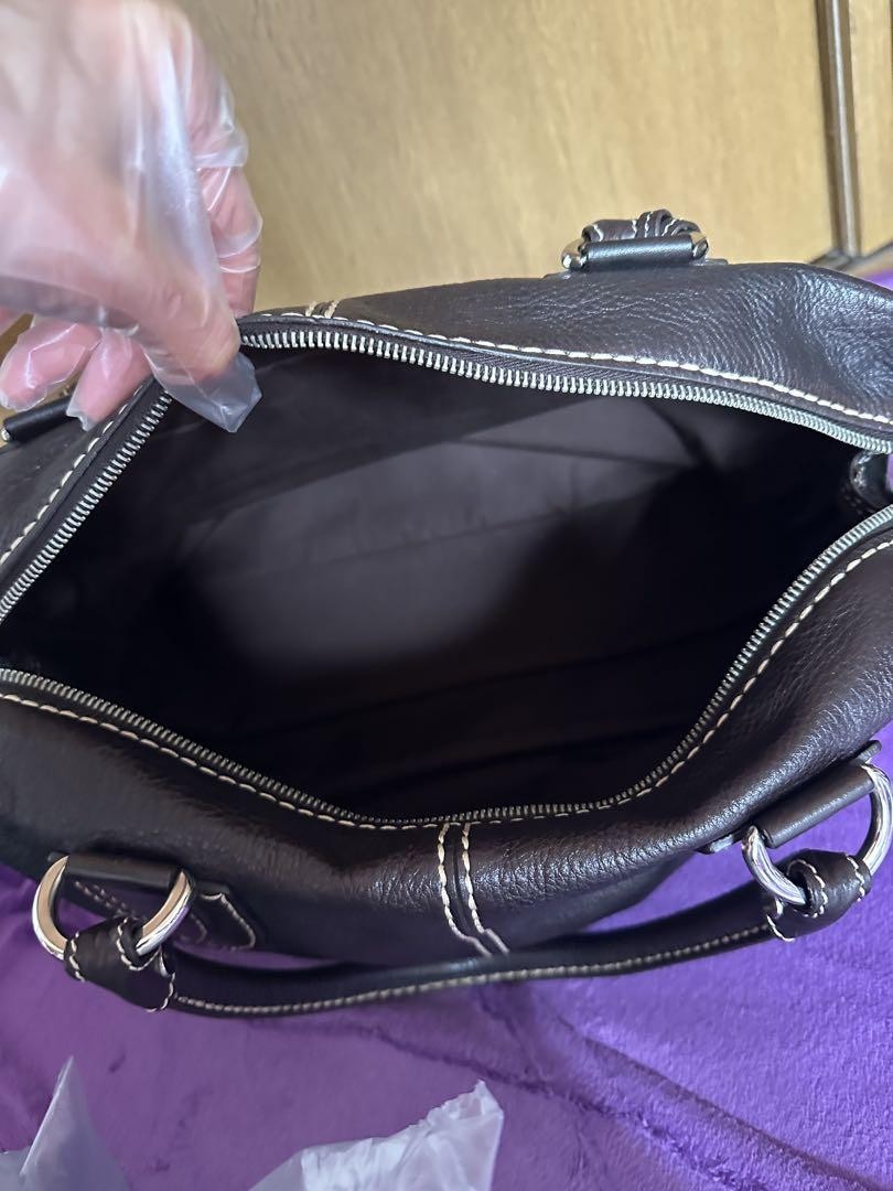 TOD'S Shoulder Bag Purse Leather Dark Brown Authentic