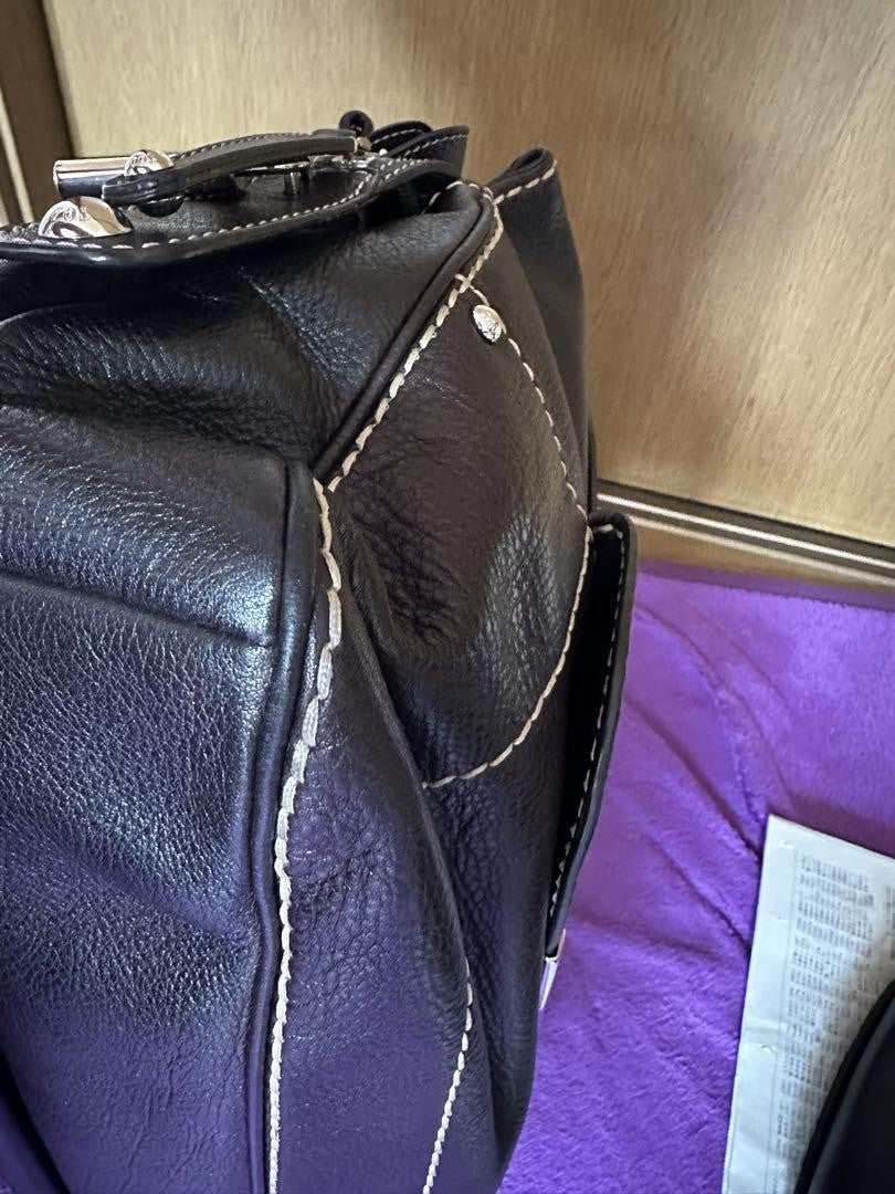 TOD'S Shoulder Bag Purse Leather Dark Brown Authentic
