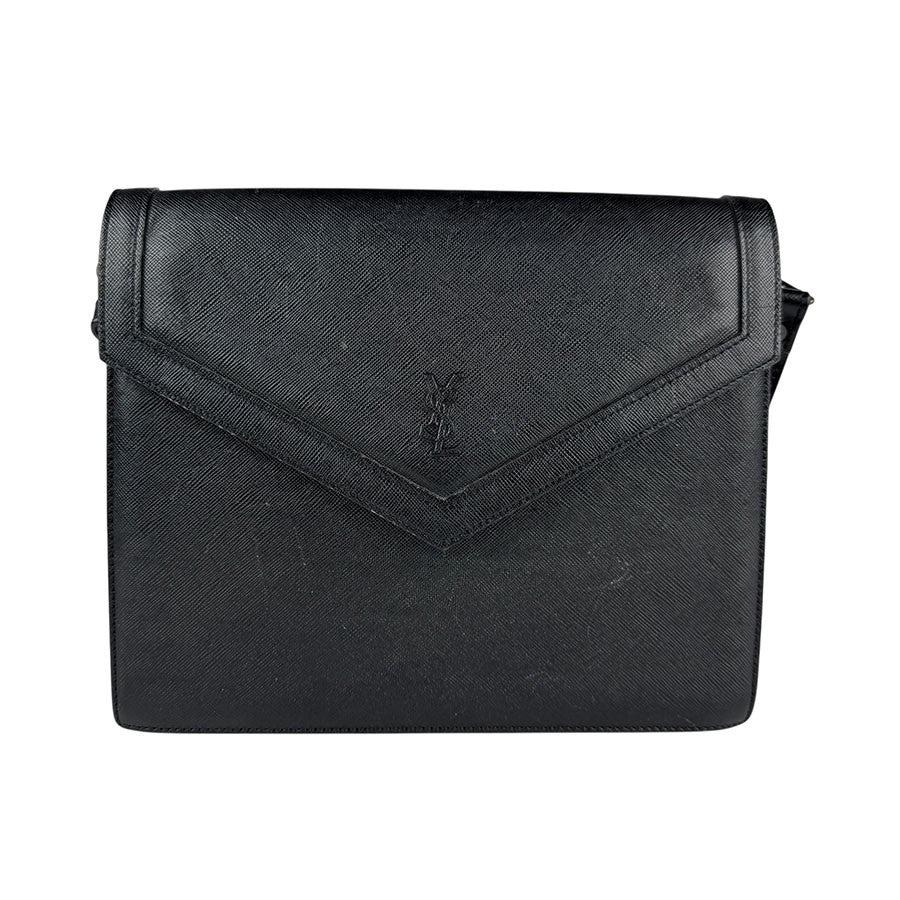 Saint Laurent Shoulder Bag Purse YSL Cassandra Leather Black Authentic