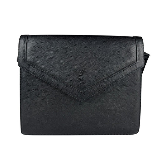 Saint Laurent Shoulder Bag Purse YSL Cassandra Leather Black Authentic