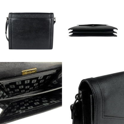 Saint Laurent Shoulder Bag Purse YSL Cassandra Leather Black Authentic