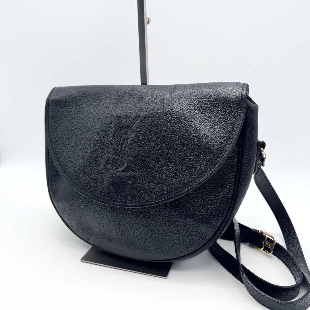 Saint Laurent Shoulder Bag Purse YSL Cassandra Black Leather Authentic