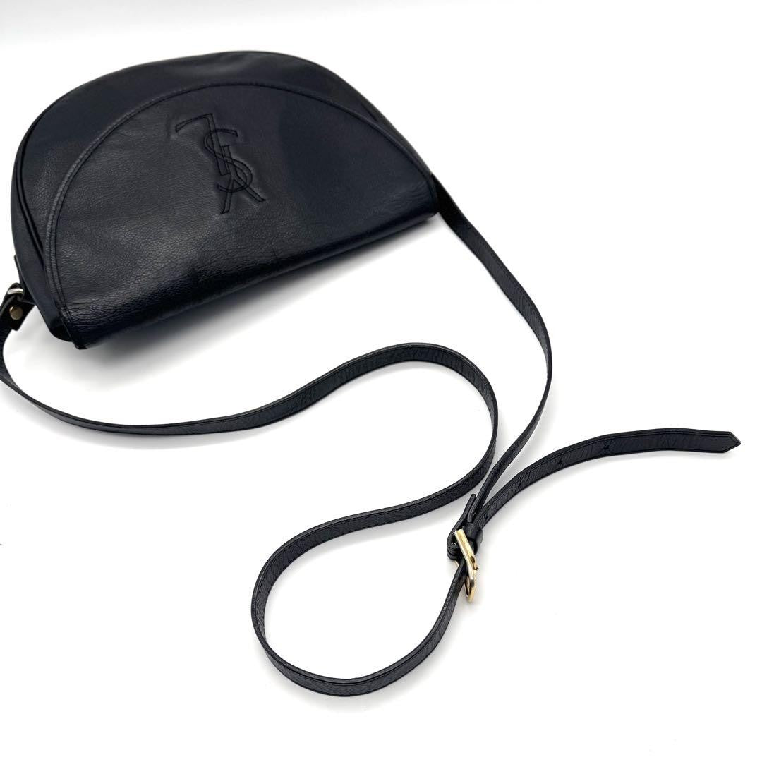 Saint Laurent Shoulder Bag Purse YSL Cassandra Black Leather Authentic