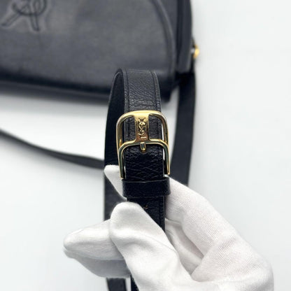 Saint Laurent Shoulder Bag Purse YSL Cassandra Black Leather Authentic