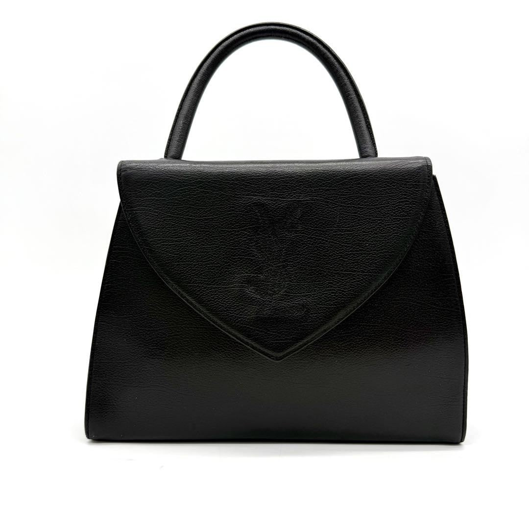 Saint Laurent Hand Bag Tote Purse YSL Cassandra Leather Black Authentic