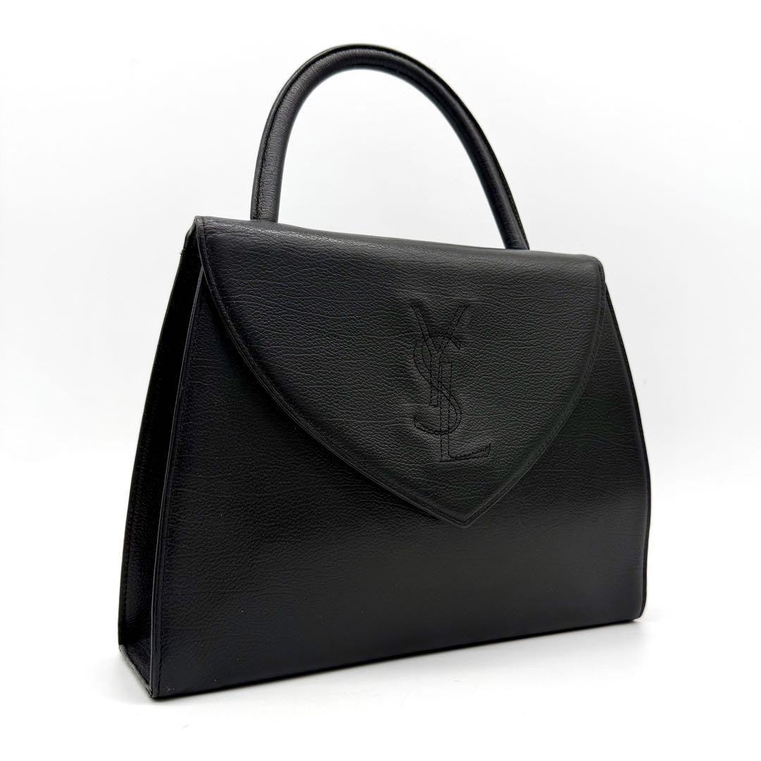 Saint Laurent Hand Bag Tote Purse YSL Cassandra Leather Black Authentic