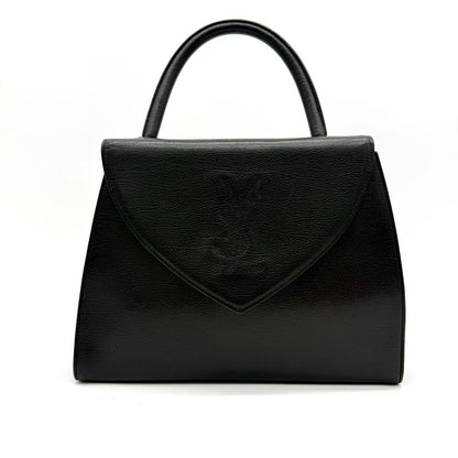 Saint Laurent Hand Bag Tote Purse YSL Cassandra Leather Black Authentic