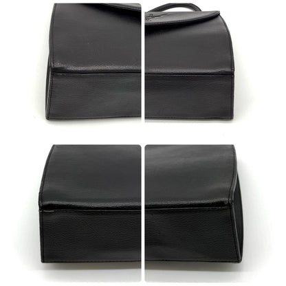 Saint Laurent Hand Bag Tote Purse YSL Cassandra Leather Black Authentic