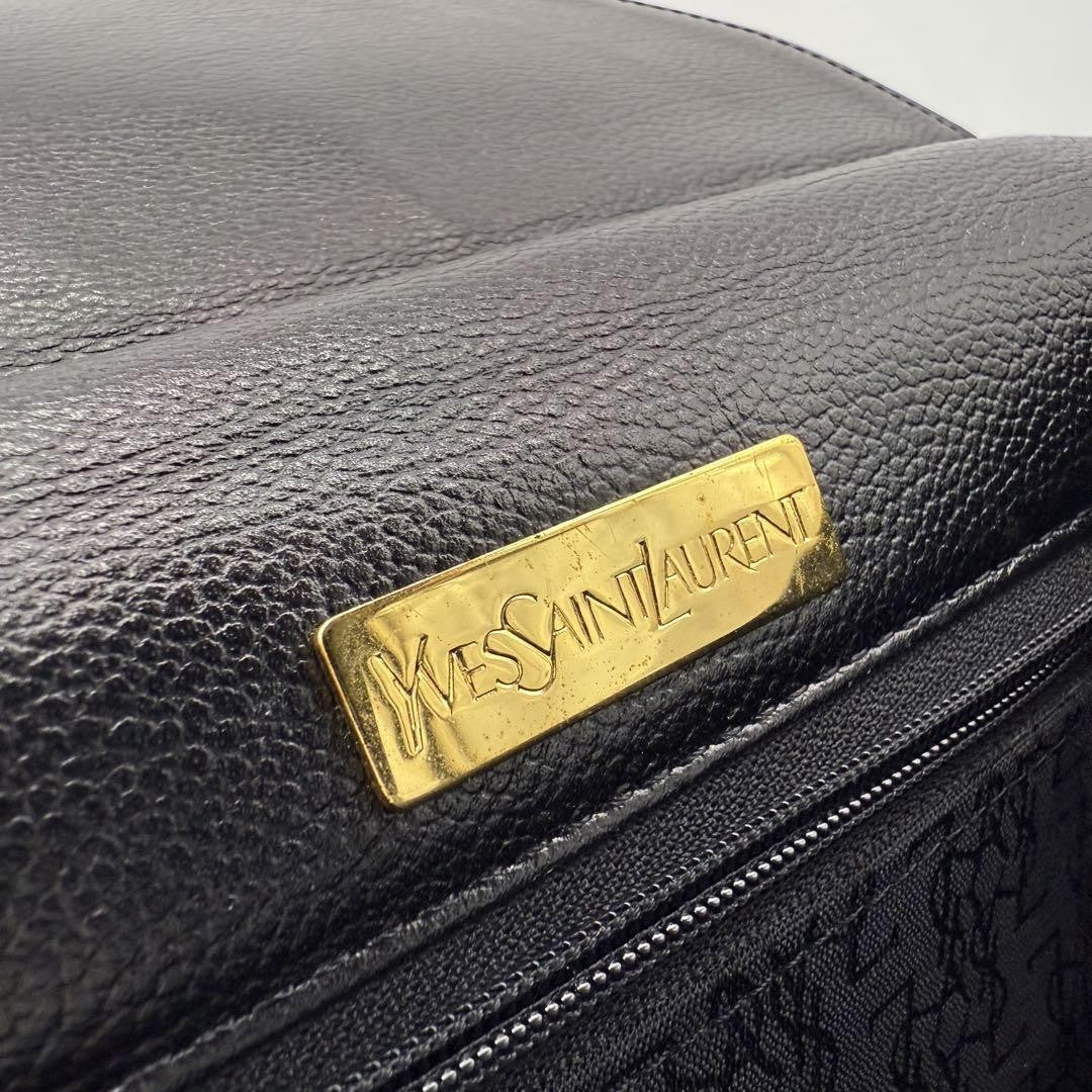 Saint Laurent Hand Bag Tote Purse YSL Cassandra Leather Black Authentic