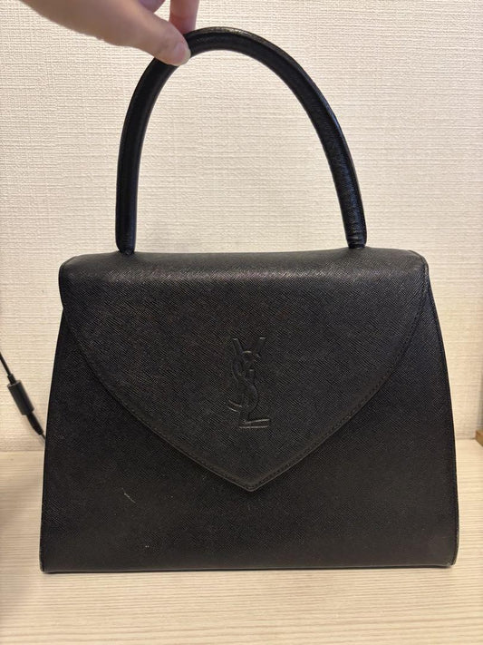 Saint Laurent Hand Bag Tote Purse YSL Cassandra Black Authentic