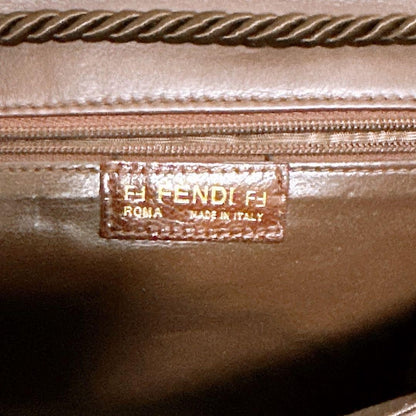 FENDI Shoulder Bag Purse FF Leather Brown Authentic