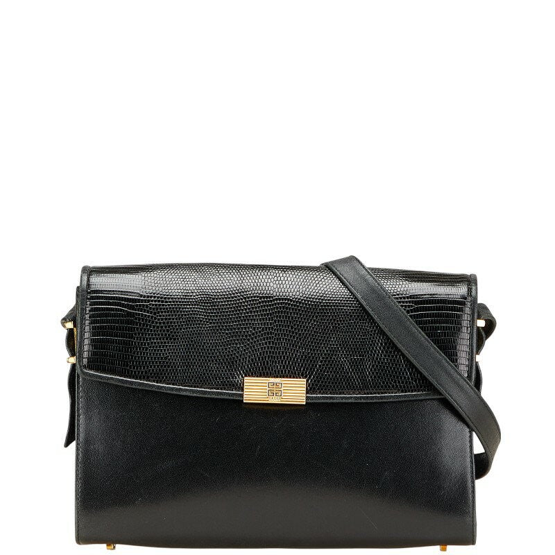 GIVENCHY Shoulder Bag Purse 4G Leather Black Authentic