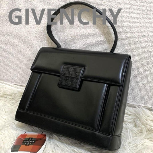 GIVENCHY Hand Bag Tote Purse 4G Leather Black Authentic