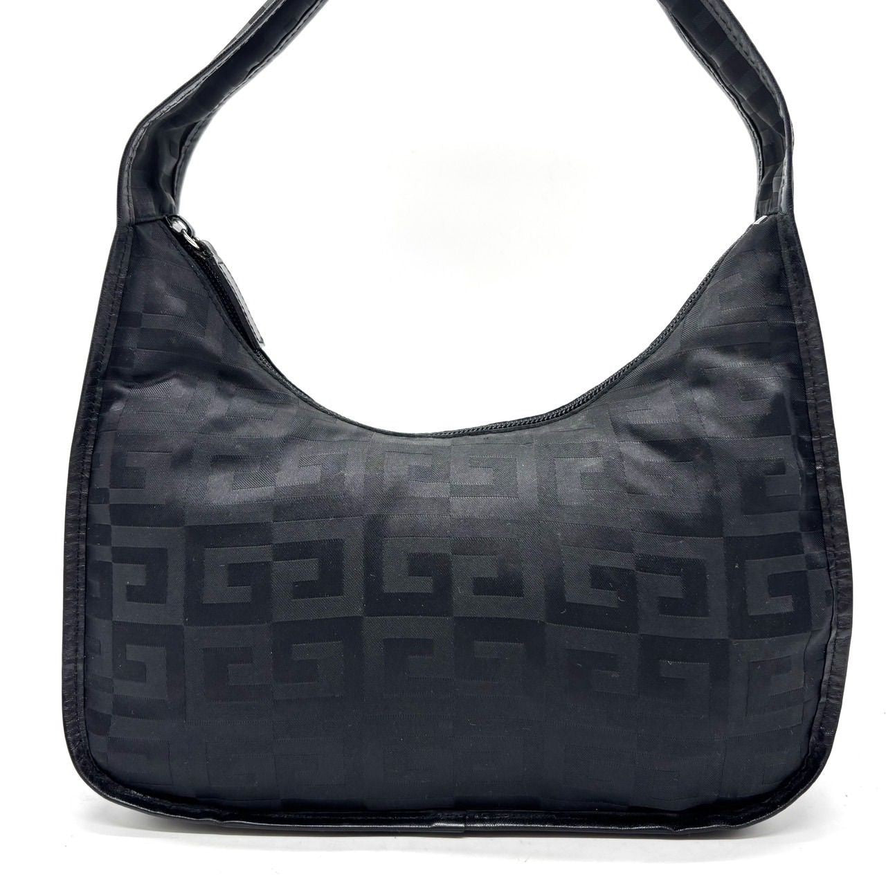 GIVENCHY Shoulder Bag Purse 4G Nylon Leather Black Authentic