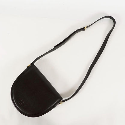 Valentino Garavani Shoulder Bag Purse Logo Leather Black Authentic