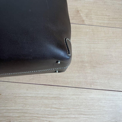 TOD'S Hand Bag Tote Purse Logo Leather Brown Authentic