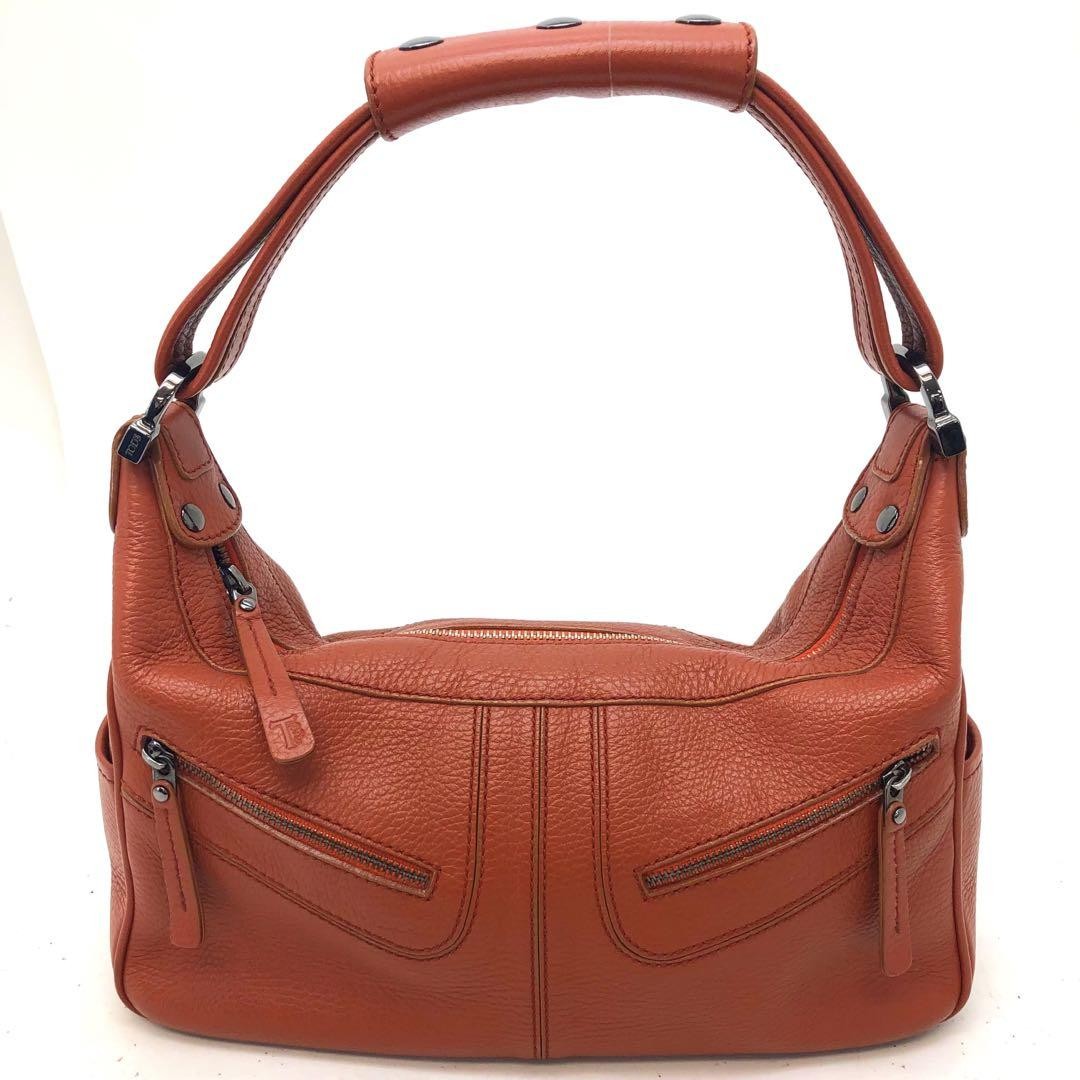 TOD'S Hand Shoulder Bag Tote Purse Leather Brown Authentic