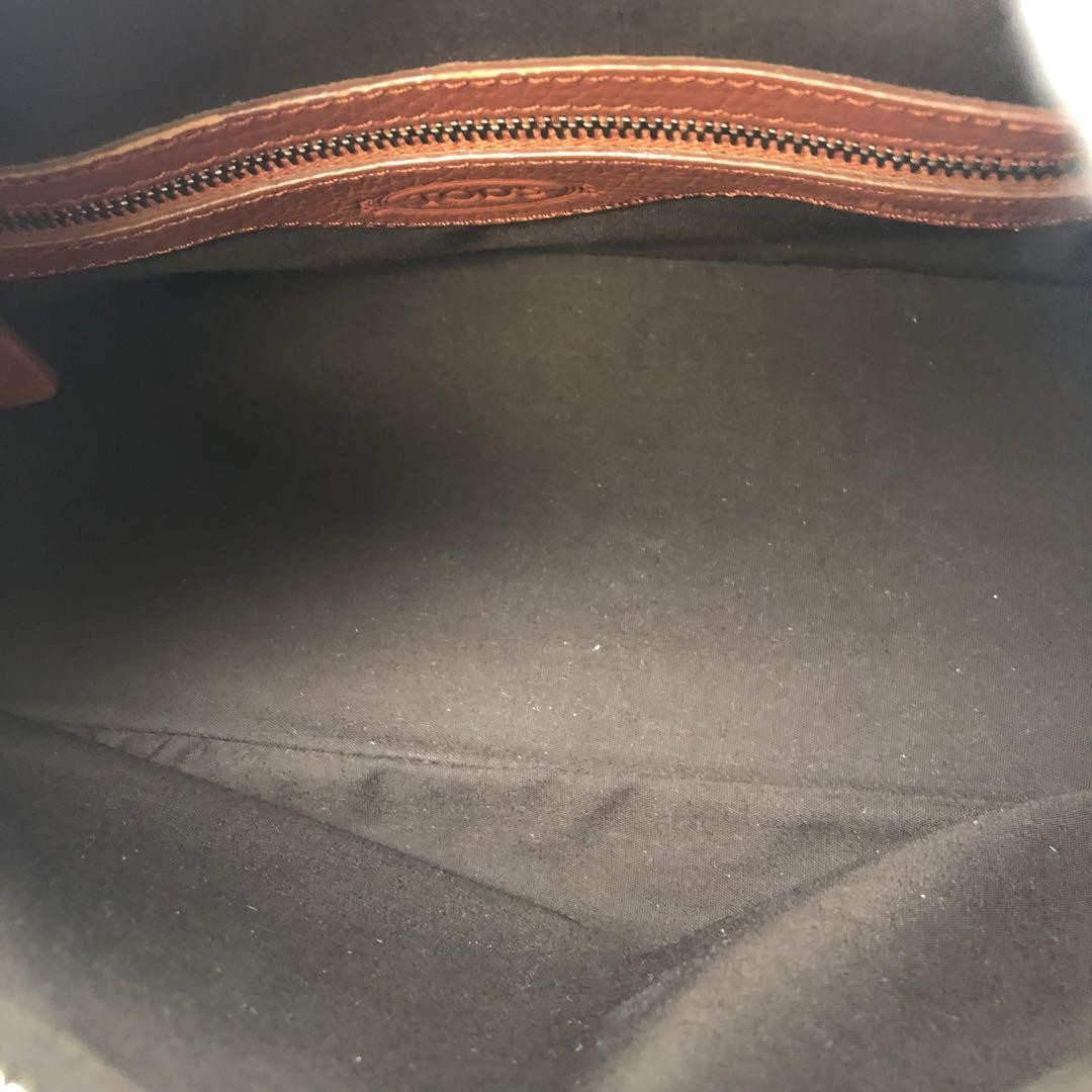 TOD'S Hand Shoulder Bag Tote Purse Leather Brown Authentic