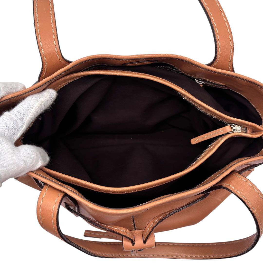 TOD'S Hand Bag Tote Purse Leather Camel Authentic