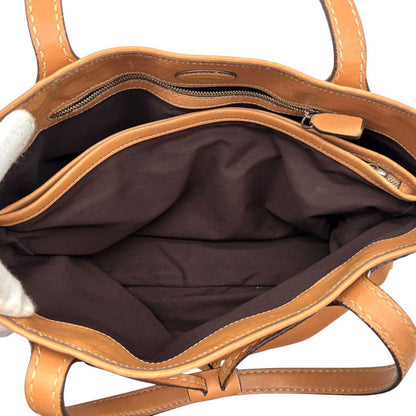TOD'S Hand Bag Tote Purse Leather Camel Authentic