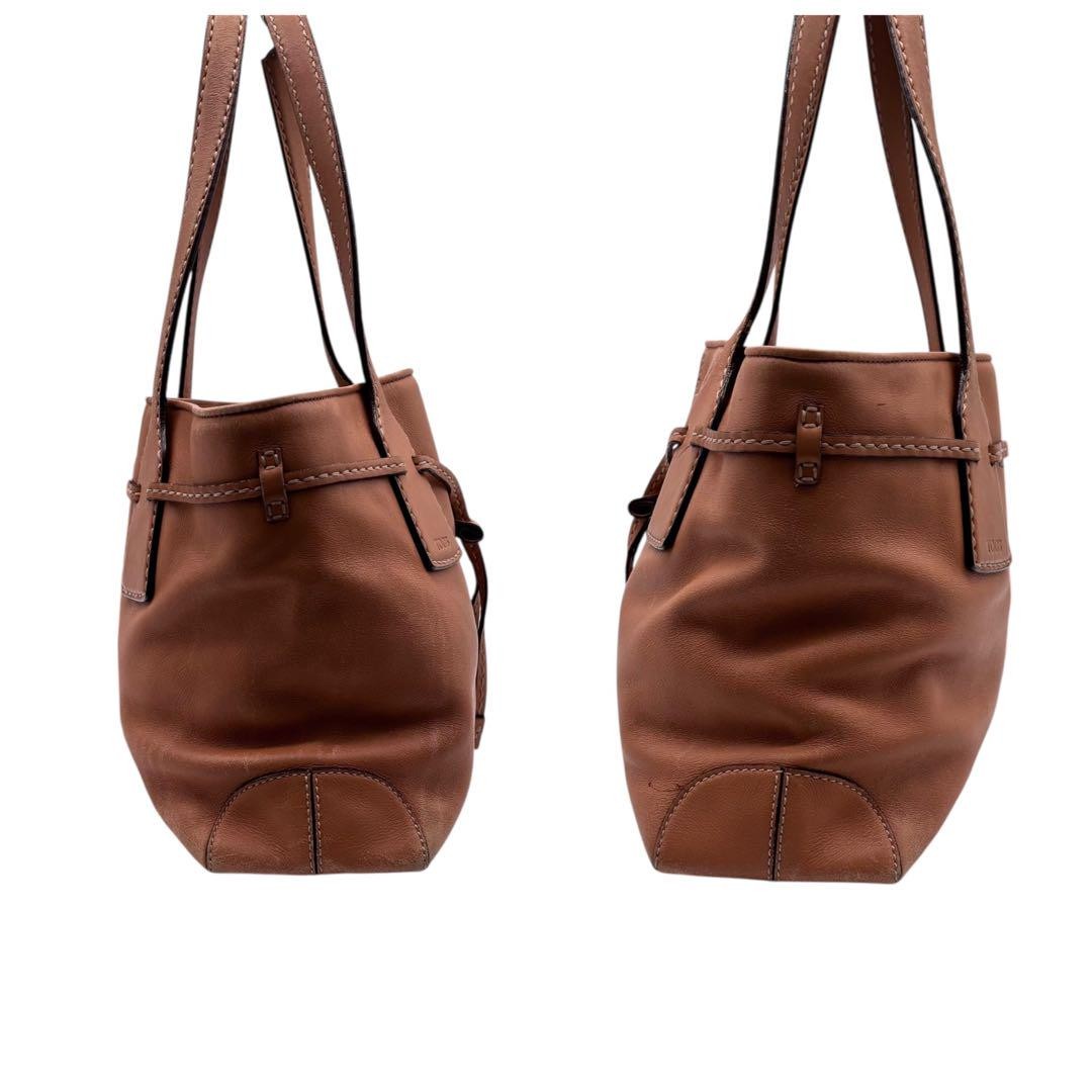 TOD'S Hand Bag Tote Purse Leather Camel Authentic