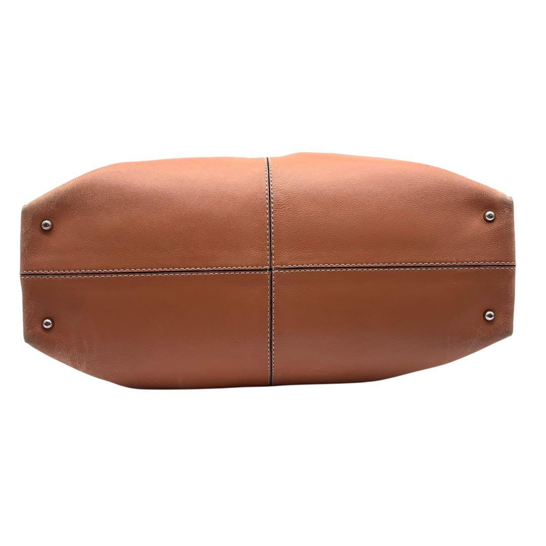 TOD'S Hand Bag Tote Purse Leather Camel Authentic